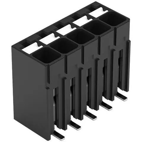 Markenware Leiterplattenklemme, 5-polig, RM 3.5 mm, 0,14-1,5 mm², 17.5 A, Push-in Käfigklemme, schwarz, 2086-1105/700-000/997-605
