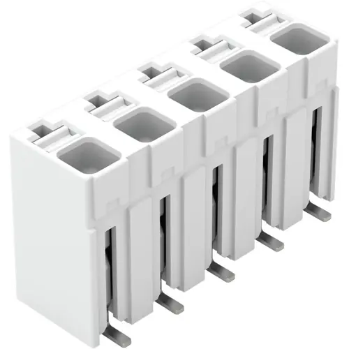 Top-Seller Leiterplattenklemme, 5-polig, RM 5 mm, 0,14-1,5 mm², 17.5 A, Push-in Käfigklemme, weiß, 2086-3105/700-650/997-607