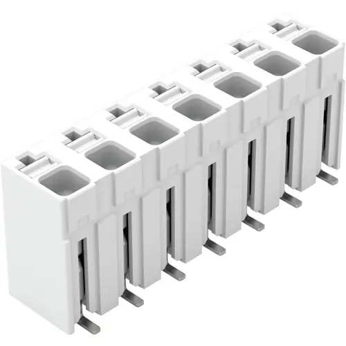 Schnäppchen Leiterplattenklemme, 7-polig, RM 5 mm, 0,14-1,5 mm², 17.5 A, Push-in Käfigklemme, weiß, 2086-3107/700-650/997-607