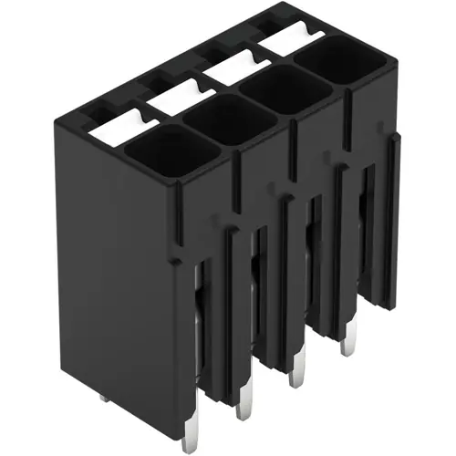 Jetzt Kaufen Leiterplattenklemme, 4-polig, RM 3.5 mm, 0,14-1,5 mm², 17.5 A, Push-in Käfigklemme, schwarz, 2086-1104/300-000