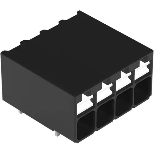 Schnäppchen Leiterplattenklemme, 4-polig, RM 3.5 mm, 0,14-1,5 mm², 17.5 A, Push-in Käfigklemme, schwarz, 2086-1204/300-000