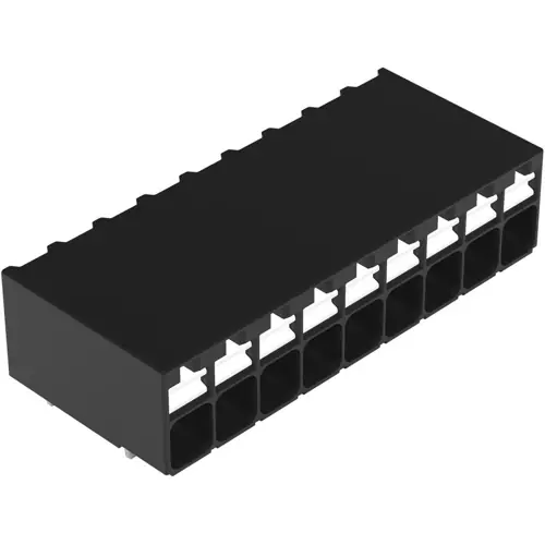 Leiterplattenklemme, 9-polig, RM 3.5 mm, 0,14-1,5 mm², 17.5 A, Push-in Käfigklemme, schwarz, 2086-1209 Highlight