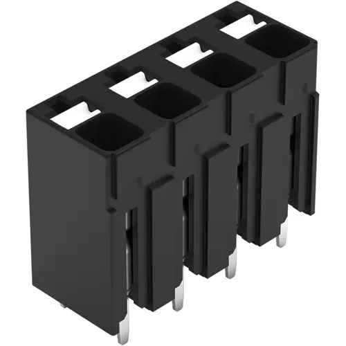 Leiterplattenklemme, 4-polig, RM 5 mm, 0,14-1,5 mm², 17.5 A, Push-in Käfigklemme, schwarz, 2086-3104 Ausverkauf