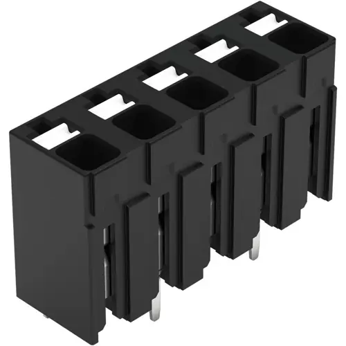 Billig Leiterplattenklemme, 5-polig, RM 5 mm, 0,14-1,5 mm², 17.5 A, Push-in Käfigklemme, schwarz, 2086-3125/300-000