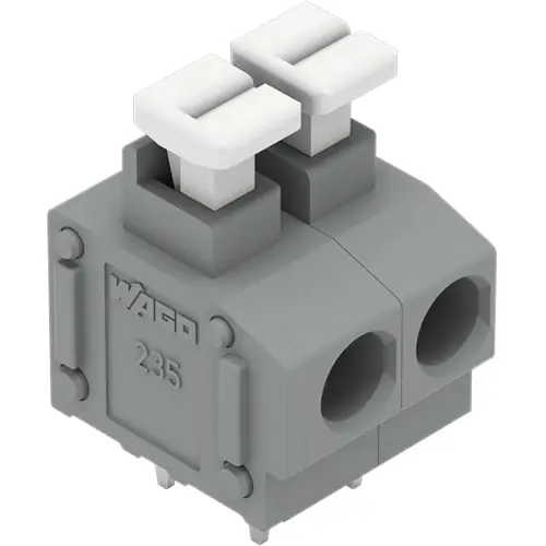 Preisreduziert Leiterplattenklemme, 2-polig, RM 5 mm, 0,2-1,5 mm², 17.5 A, Push-in Käfigklemme, grau, 235-402/331-000