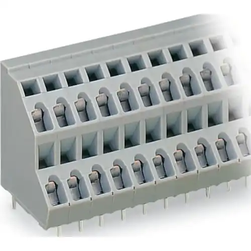 Leiterplattenklemme, 14-polig, RM 5 mm, 0,08-2,5 mm², 21 A, Käfigklemme, grau, 736-107 Neuheit