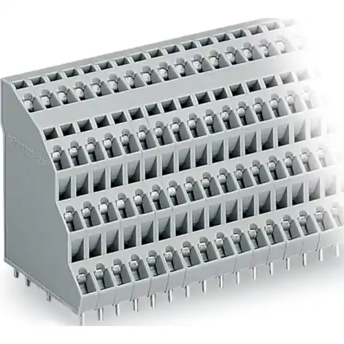 Neu Im Sortiment Leiterplattenklemme, 116-polig, RM 5 mm, 0,08-2,5 mm², 18 A, Käfigklemme, grau, 738-129