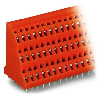 Ausverkauf Leiterplattenklemme, 6-polig, RM 5.08 mm, 0,08-2,5 mm², 21 A, Käfigklemme, orange, 737-302