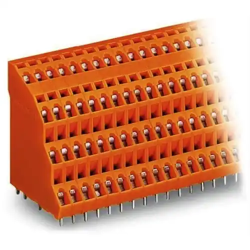 Billig Leiterplattenklemme, 96-polig, RM 5.08 mm, 0,08-2,5 mm², 18 A, Käfigklemme, orange, 738-324