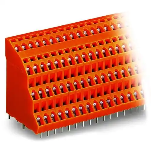 Billig Leiterplattenklemme, 32-polig, RM 5.08 mm, 0,08-2,5 mm², 18 A, Käfigklemme, orange, 738-408