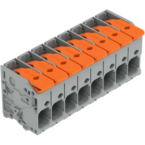 Markenware Leiterplattenklemme, 8-polig, RM 7.5 mm, 0,2-10 mm², 41 A, Push-in Käfigklemme, grau, 2606-1108/010-000