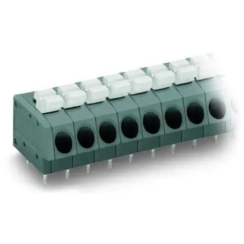 Leiterplattenklemme, 7-polig, RM 5 mm, 0,25-2,5 mm², 24 A, Push-in Käfigklemme, grau, 804-107 Markenware