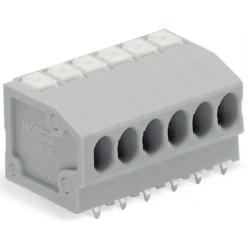 Must-Have Leiterplattenklemme, 10-polig, RM 3.5 mm, 0,2-1,5 mm², 17.5 A, Push-in Käfigklemme, grau, 805-360