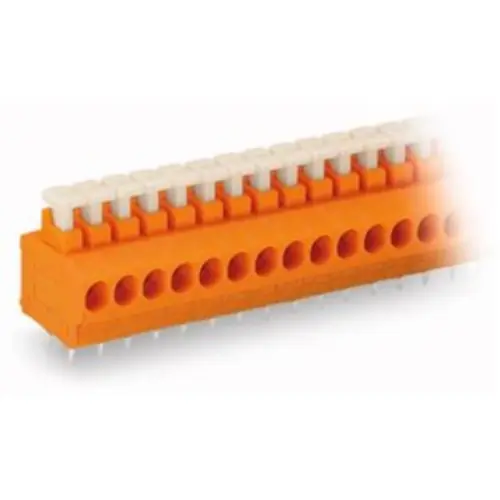 Saisonangebot Leiterplattenklemme, 2-polig, RM 3.81 mm, 0,5-1,5 mm², 17.5 A, Push-in Käfigklemme, orange, 235-102