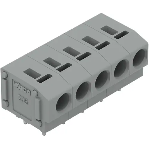 Preisknaller Leiterplattenklemme, 5-polig, RM 5 mm, 0,5-2,5 mm², 24 A, Push-in Käfigklemme, grau, 235-405/333-000