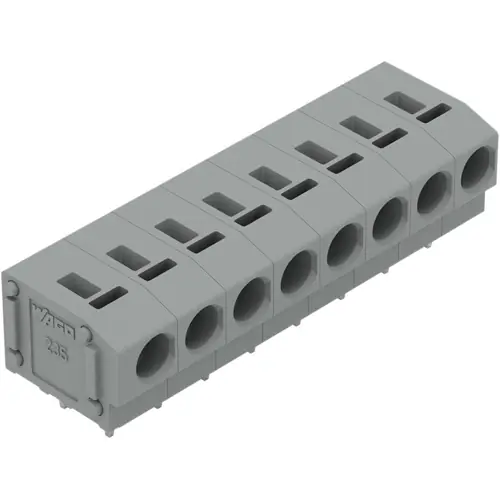 Neu Im Sortiment Leiterplattenklemme, 8-polig, RM 5 mm, 0,5-2,5 mm², 24 A, Push-in Käfigklemme, grau, 235-408/333-000