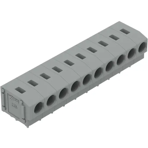 Leiterplattenklemme, 10-polig, RM 5 mm, 0,5-2,5 mm², 24 A, Push-in, grau, 235-410 Preisreduziert