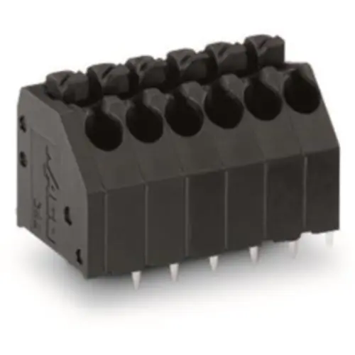 Geprüft Leiterplattenklemme, 6-polig, RM 3.5 mm, 0,2-1,5 mm², 8 A, Push-in Käfigklemme, schwarz, 250-106/353-604