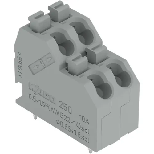 Leiterplattenklemme, 6-polig, RM 5 mm, 0,5-1,5 mm², 10 A, Push-in Käfigklemme, grau, 250-703 Heißes Angebot