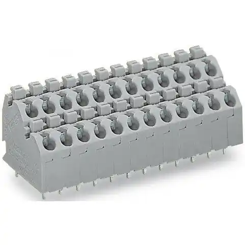 Leiterplattenklemme, 32-polig, RM 5 mm, 0,5-1,5 mm², 10 A, Push-in Käfigklemme, grau, 250-716 Neu