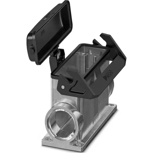 Expressversand Aufbaugehäuse, Baugröße B24, Aluminiumdruckguss, 2 x M40, abgewinkelt, Bügelverriegelung, IP66/IP67, 1082597