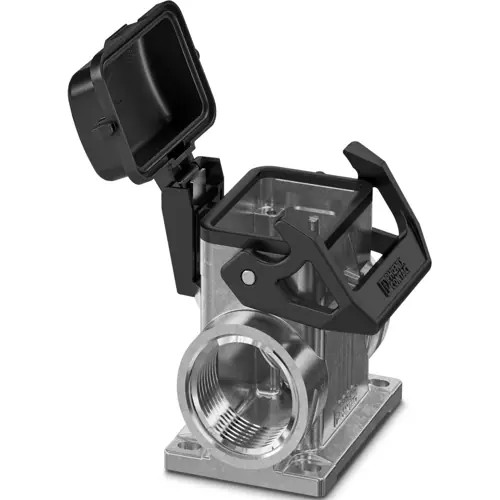 Aufbaugehäuse, Baugröße B6, Aluminiumdruckguss, 2 x M40, abgewinkelt, Bügelverriegelung, IP66, 1082577 Zertifiziert