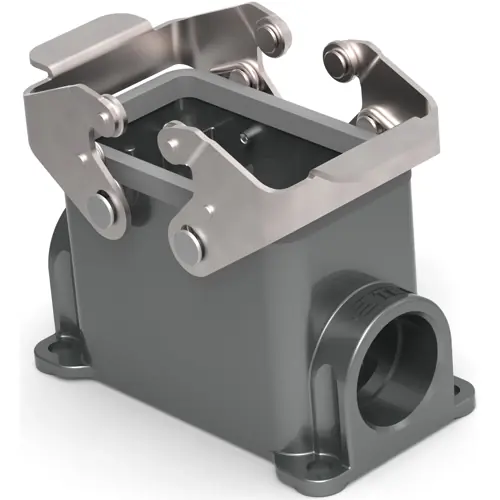 Expressversand Gehäuse, Baugröße HB10, Aluminiumdruckguss, 2 x M25, abgewinkelt, Clip-Verriegelung, IP65, T1440101225-000