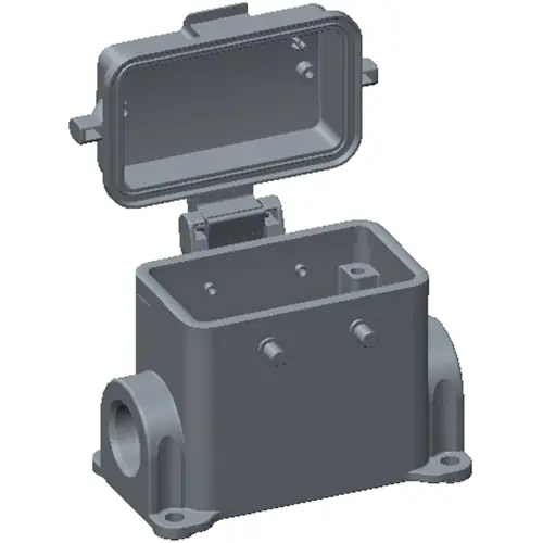 Markenware Gehäuse, Baugröße HB10, Aluminiumdruckguss, PG16, abgewinkelt, Clip-Verriegelung, IP65, T1460100216-000