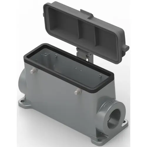 Echt Gehäuse, Baugröße HB24, Aluminiumdruckguss, PG29, abgewinkelt, Clip-Verriegelung, IP65, T1490240129-000