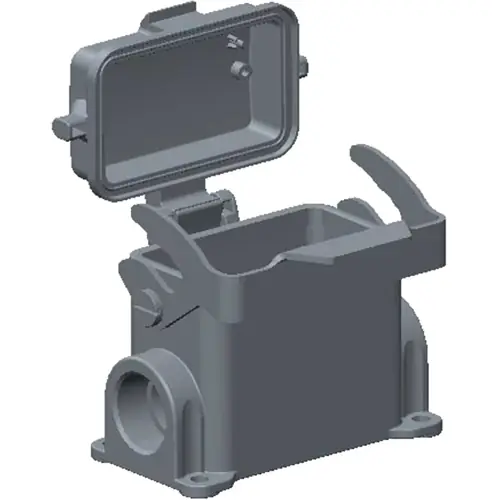 Meistverkauft Gehäuse, Baugröße HB10, Aluminiumdruckguss, M32, abgewinkelt, Clip-Verriegelung, IP65, T1620103116-000