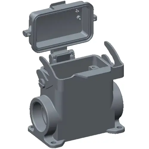 Kostenloser Rückversand Gehäuse, Baugröße HB10, Aluminiumdruckguss, PG16, abgewinkelt, Clip-Verriegelung, IP65, T1660103232-000