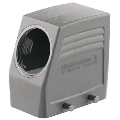 Markenware Tüllengehäuse, Baugröße D24, Aluminiumdruckguss, M25, abgewinkelt, Querbügelverriegelung, IP65, 1787240000