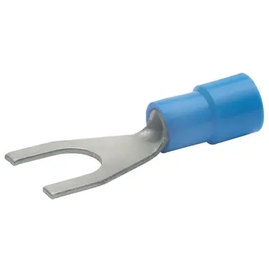 Letzte Chance Isolierter Gabelkabelschuh, 1,5-2,5 mm², AWG 16 bis 14, 5.3 mm, M5, blau, 630C5