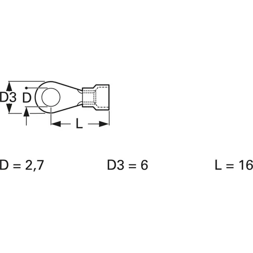 Top-Seller Isolierter Ringkabelschuh, 0,5-1,0 mm², AWG 22 bis 18, 2.7 mm, M2,5, rot, 3602A