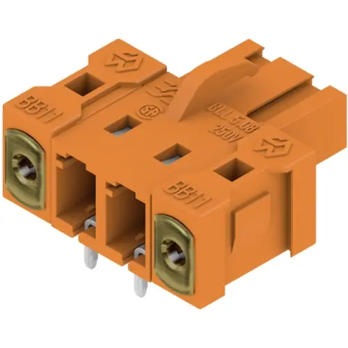 Kostenloser Versand Stiftleiste, 2-polig, RM 5.08 mm, abgewinkelt, orange, 1843750000