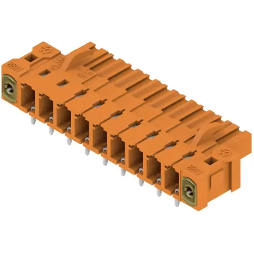 Neu Stiftleiste, 9-polig, RM 5.08 mm, abgewinkelt, orange, 1843820000