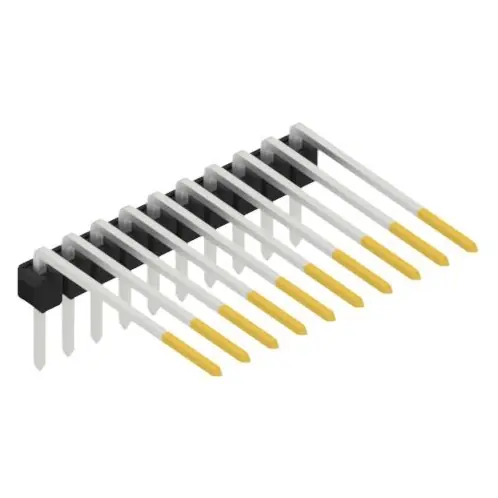 Markenprodukt Stiftleiste, 10-polig, RM 2.54 mm, abgewinkelt, schwarz, 10138176