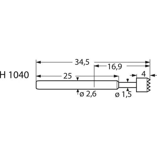 Billig ICT-Federkontakt mit Tastkopf, Waffel, Ø 4 mm, Hub 5.5 mm, RM 4 mm, L 34.5 mm, 1040-F-1.5N-AU-4.0