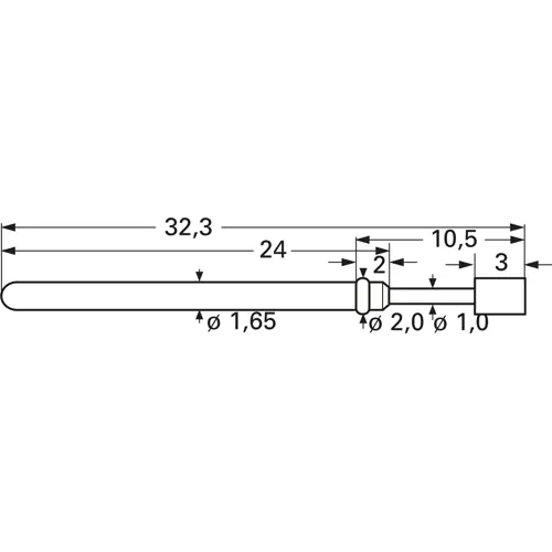 ICT-Federkontakt mit Tastkopf, Dreikant, Ø 1.8 mm, Hub 5.3 mm, RM 2.54 mm, L 32.3 mm, 2021-H-2.25N-RH-1.8 Schnäppchen