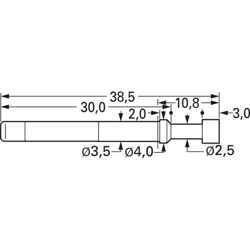 Letzte Chance Hochstrom-Federkontakt mit Tastkop, Rundkopf, Ø 4 mm, Hub 5.5 mm, RM 5 mm, L 38.5 mm, 1075-FX-3.0NE-AU-4.0 C