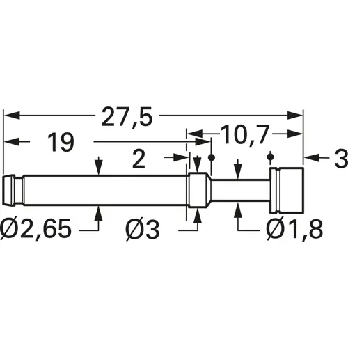 Hochstrom-Federkontakt mit Tastkop, Waffel, Ø 4 mm, Hub 5.5 mm, RM 4 mm, L 27.5 mm, 1060-CX-3.0NE-AU-4.0 C Preiswert