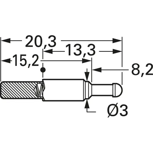 Batterielade- und Schnittstellenkontakt mit Tastkopf, Rundkopf, Ø 2.3 mm, Hub 3.5 mm, RM 4 mm, L 22.5 mm, 5110/S.02-D-1.2NE-AU-2.3 C Must-Have