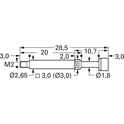 Gewinde-Federkontakt mit Tastkopf, Rundkopf, Ø 1.8 mm, Hub 5.5 mm, RM 4 mm, L 28.5 mm, 1060/G-D-1.5N-AU-1.8 Günstig