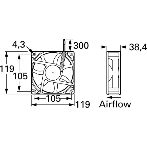 DC-Axiallüfter, 12 V, 120 x 120 x 38 mm, 137.95 m³/h, 37 dB, Kugellager, Panasonic ASFP14B71 Expressversand