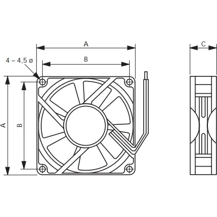 Aktuell AC-Axiallüfter, 240 V, 80 x 80 x 25 mm, 28.2 m³/h, 29 dB, Gleitlager, TRACO POWER A08 T30 HWS