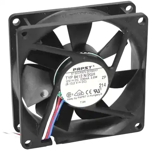 DC-Axiallüfter, 12 V, 80 x 80 x 25 mm, 58 m³/h, 26 dB, Gleitlager, ebm-papst 8412 N/2GME Kostenloser Rückversand