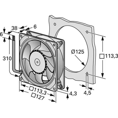 Zertifiziert DC-Diagonallüfter, 24 V, 127 mm, 270 m³/h, DV 5214/2 N