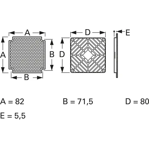 EMV Schutzgitter, (L x B x H) 82 x 71.5 x 6 mm, EMVG80 Super-Preis