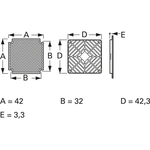 EMV Schutzgitter, (L x B x H) 42 x 42 x 3.3 mm, EMVG40-SET Letzte Chance