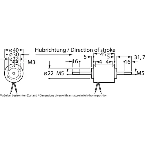 Top-Angebot Hubmagnet, RM 040W-OBOO-F-24VDC 100% ED